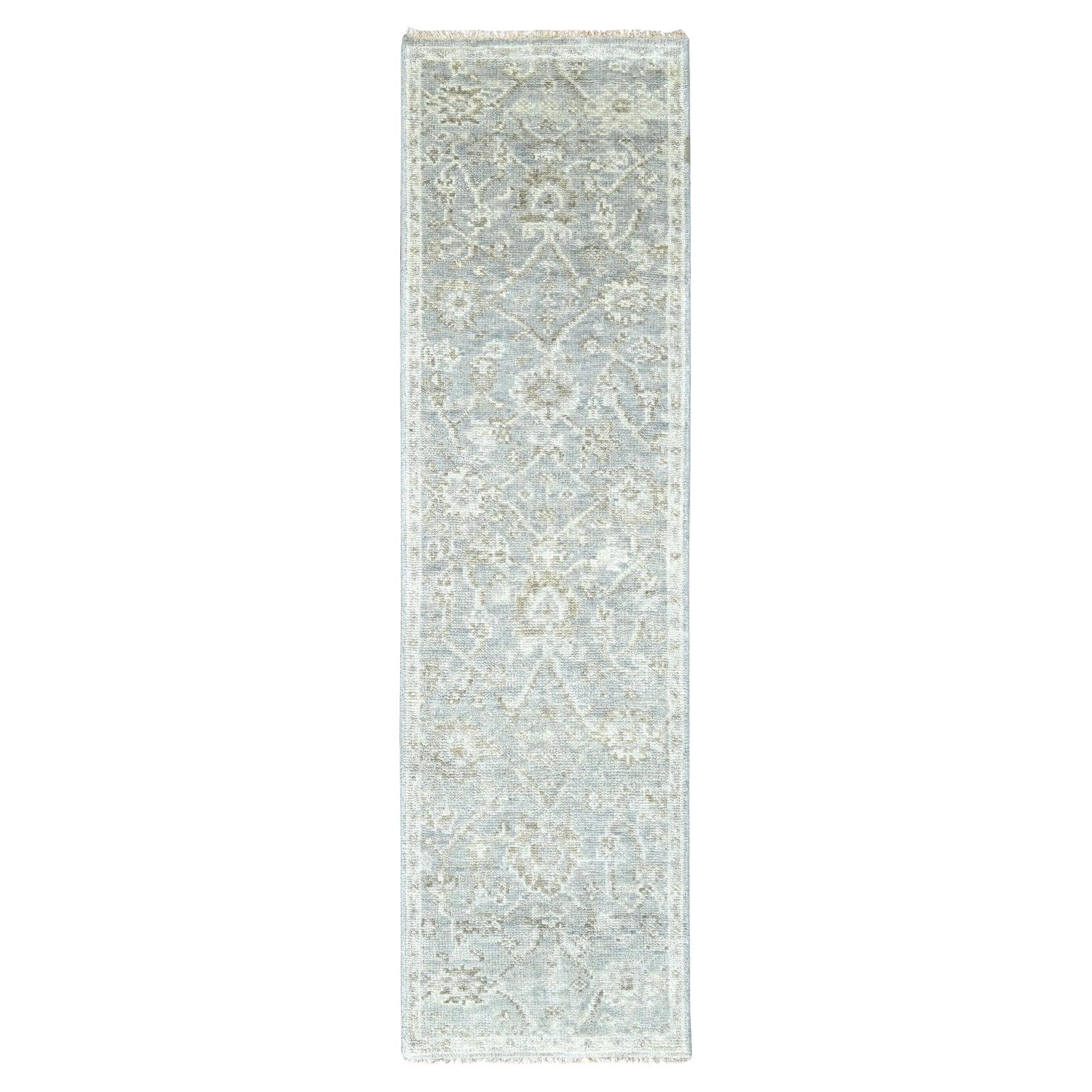 2'6"x8'6" Gray Supple Collection Oushak Design Soft Wool Hand Knotted Runner Rug