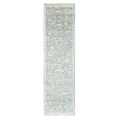 2'6"x8'6" Gray Supple Collection Oushak Design Soft Wool Hand Knotted Runner Rug