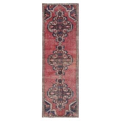 2'6"x8'6" Red Vintage Persian Bakhtiyar Worn Out Hand Knotted Wool Runner Rug