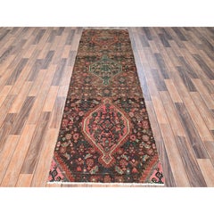 2'6 "x8'7" Brauner Vintage Persisch Bibikabad Handgeknüpft Reine Wolle Läufer Teppich