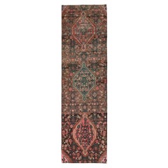 2'6 "x8'7" Brauner Vintage Persisch Bibikabad Handgeknüpft Reine Wolle Läufer Teppich