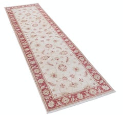 2.6x8.7 ft Hand Knotted Hallway Runner Rug. Beige Wool Runner Rug for Kitchen