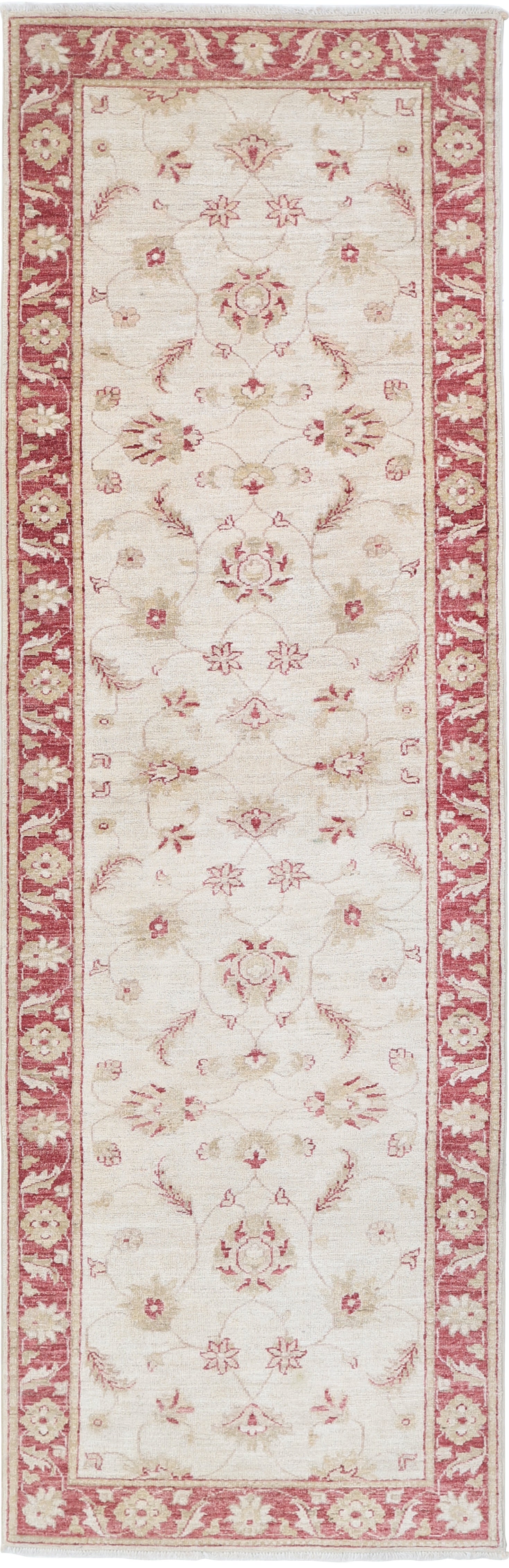 2.6x8.7 ft Hand Knotted Hallway Runner Rug. Beige Wool Runner Rug for Kitchen