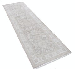 2.6x8.8 ft Beige Hallway Runner Rug. Kitchen Rug. Handknotted Corridor Rug