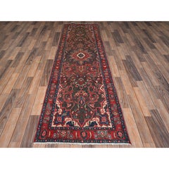 2'6"x8'9" Coffee Brown Vintage Persian Mahal Hand Knotted Wool Runner Rug