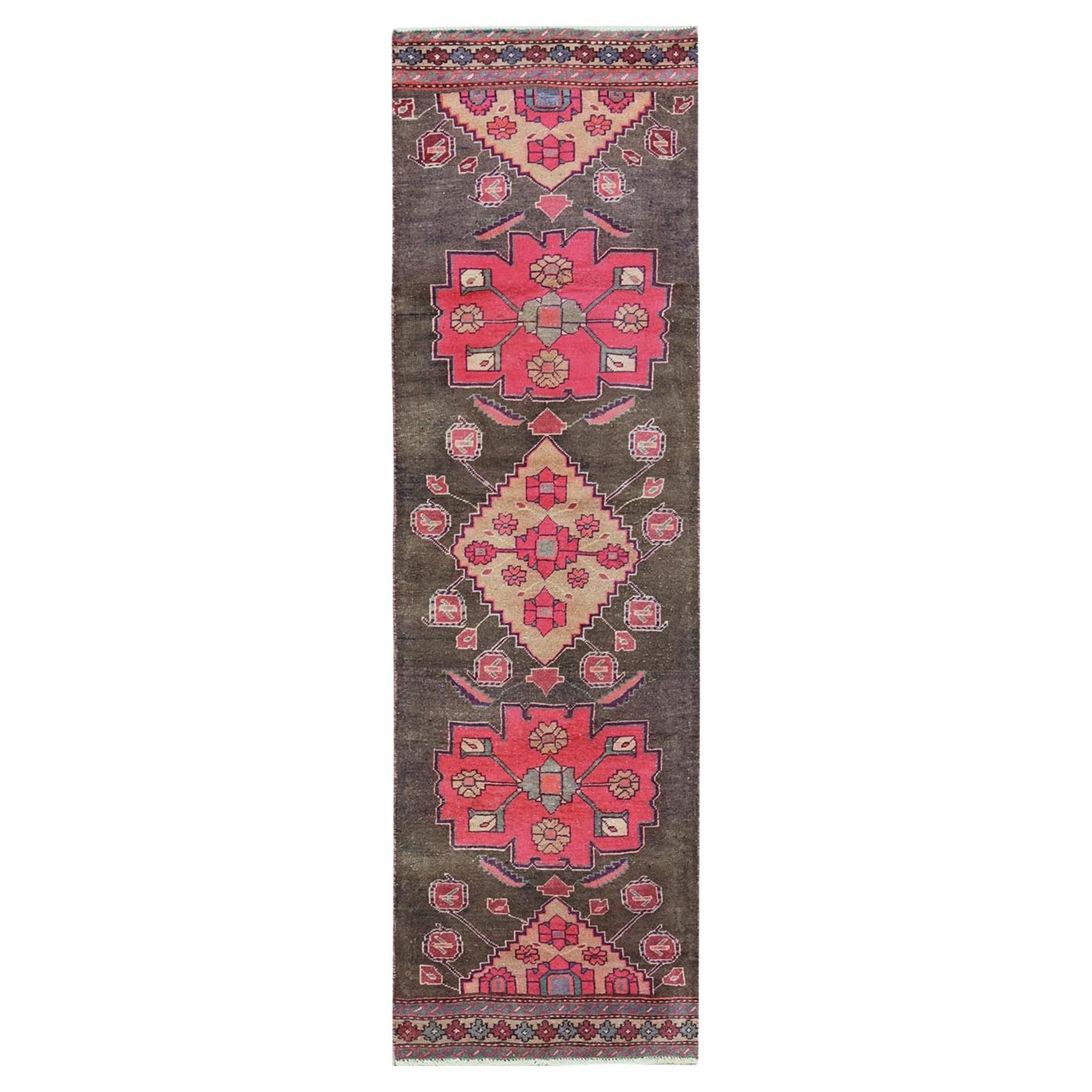 2'6 "x9' Cedar Brown Vintage Nordwest Persisch Hand geknüpft alle Wolle Läufer Teppich
