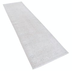 2.6x9 ft Handknotted Hallway Runner Rug. Beige Corridor Rug. Wool Kitchen Rug