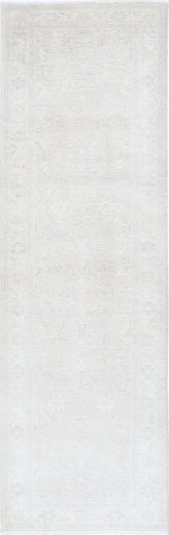 2.6x9 ft Handknotted Hallway Runner Rug. Beige Corridor Rug. Wool Kitchen Rug