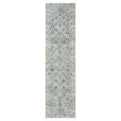 2
6"x9
10" Ivory Silk and Wool Hand Knotted Tebraz Vase Design Runner Rug