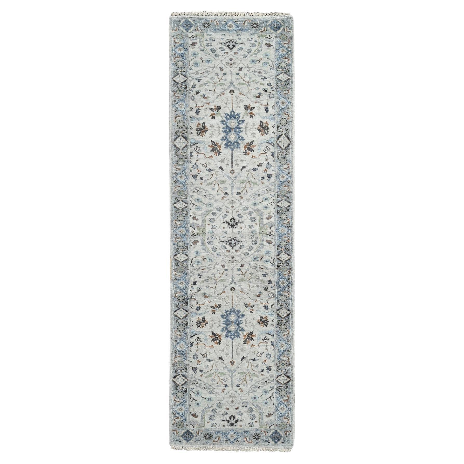 2
6"x9
10" Owl Gray Hand Knotted Oushak Dense Weave Natural Wool Oriental Rug For Sale