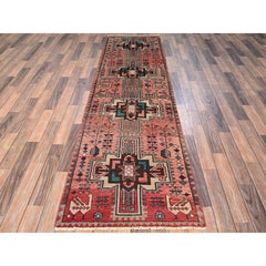 2'6 "x9'2" Korallenrosa Vintage Nordwest Persisch Handgeknüpft Reine Wolle Läufer Teppich