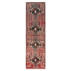 2
6"x9
2" Coral Pink Vintage Northwest Persian Hand Knotted Pure Wool Runner Rug