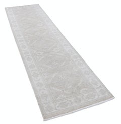 2.6x9.2 ft Beige Hallway Rug. Kitchen Runner Rug. Handknotted Corridor Rug