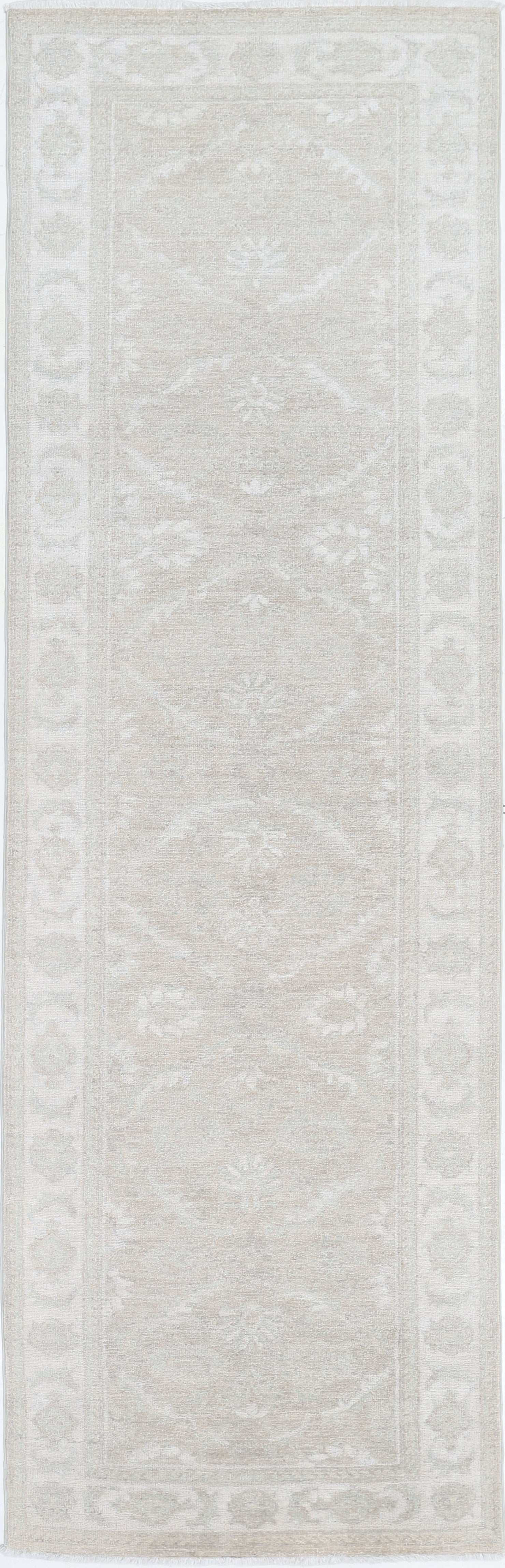 2.6x9.2 ft Beige Hallway Rug. Kitchen Runner Rug. Handknotted Corridor Rug