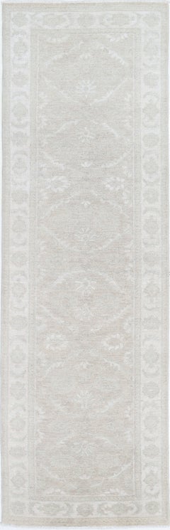 2.6x9.2 ft Beige Hallway Rug. Kitchen Runner Rug. Handknotted Corridor Rug