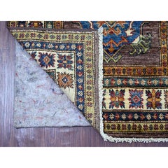 2'6 "x9'3" Kaffeebrauner handgeknüpfter afghanischer Super Kazak Soft Wool Runner Rug