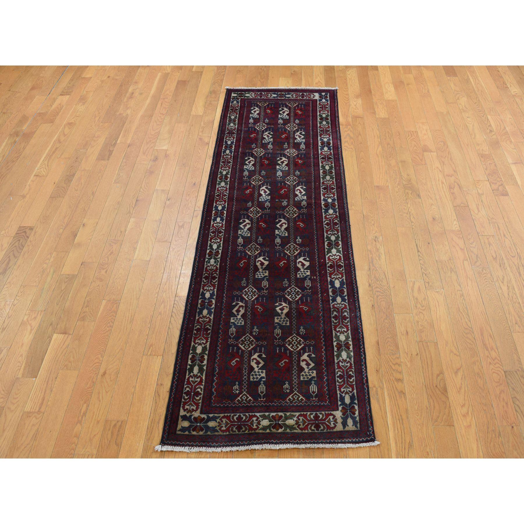 Falu Red, Afghan Khamyab, Intricate Geometrical Pattern, Denser Weave with Shiny Wool, Hand Knotted, Runner Oriental Rug
Primary materials: Wool
Latex: No Pile 
height: 0.25 Inches
Style: Traditional
Primary color: Red
Secondary colors: Green, Blue,