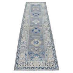 2
6"x9
4" Vintage Look Kazak Pure Wool Tribal Design Hand Knotted Runner Rug