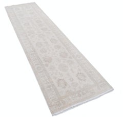 2.6x9.5 ft Handknotted Hallway Runner Rug. Beige Corridor Rug. Wool Kitchen Rug