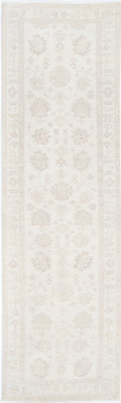 2.6x9.5 ft Handknotted Hallway Runner Rug. Beige Corridor Rug. Wool Kitchen Rug