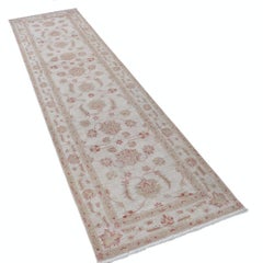 2.6x9.5 ft Handgeknüpfter Läufer Teppich für Küche. Flurteppich. Beige Korridor-Teppich