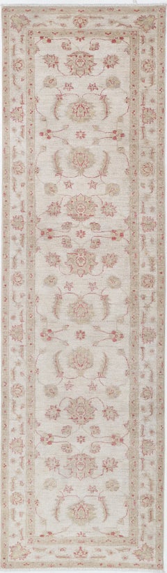 2.6x9.5 ft Handgeknüpfter Läufer Teppich für Küche. Flurteppich. Beige Korridor-Teppich