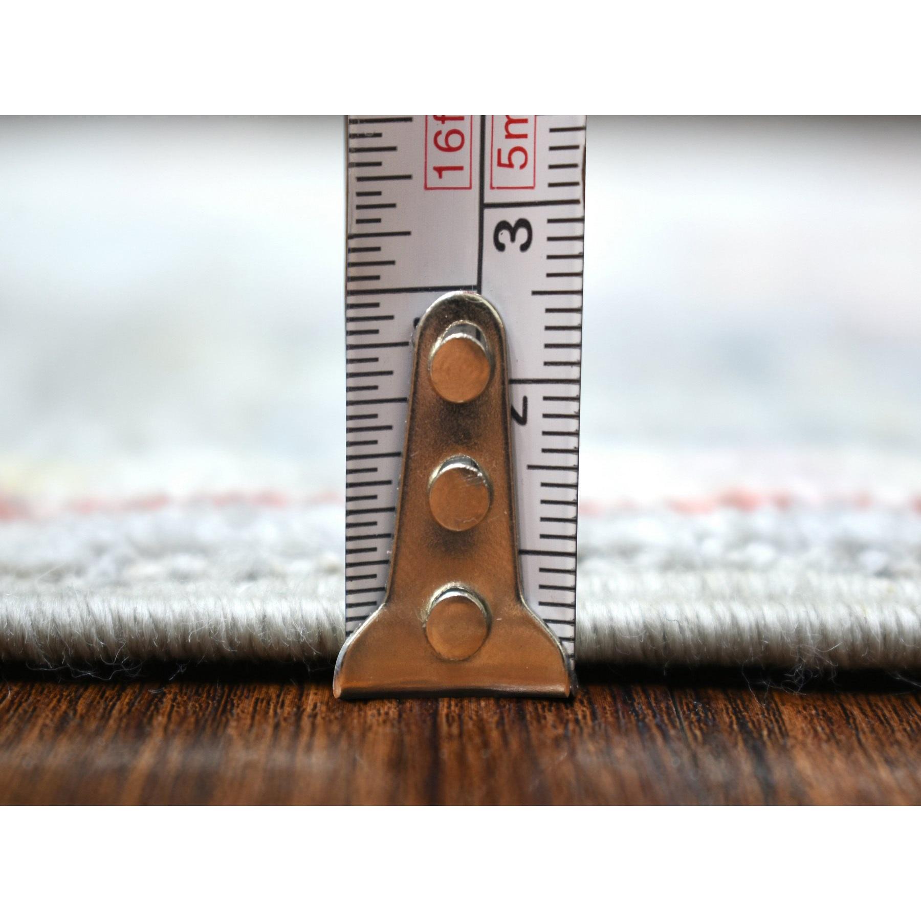 Annodato a mano Tappeto Runner Ushak in lana afgana annodata a mano, angora, grigio, 2'6 