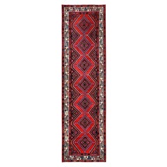 2'6"x9'5" Red New Persian Hamadan Hand Knotted Soft Wool Full Pile Runner Rug