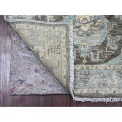 Tappeto Runner in pura lana annodato a mano 2'6 "x9'7" grigio cenere Ziegler Mahal Dragon Design