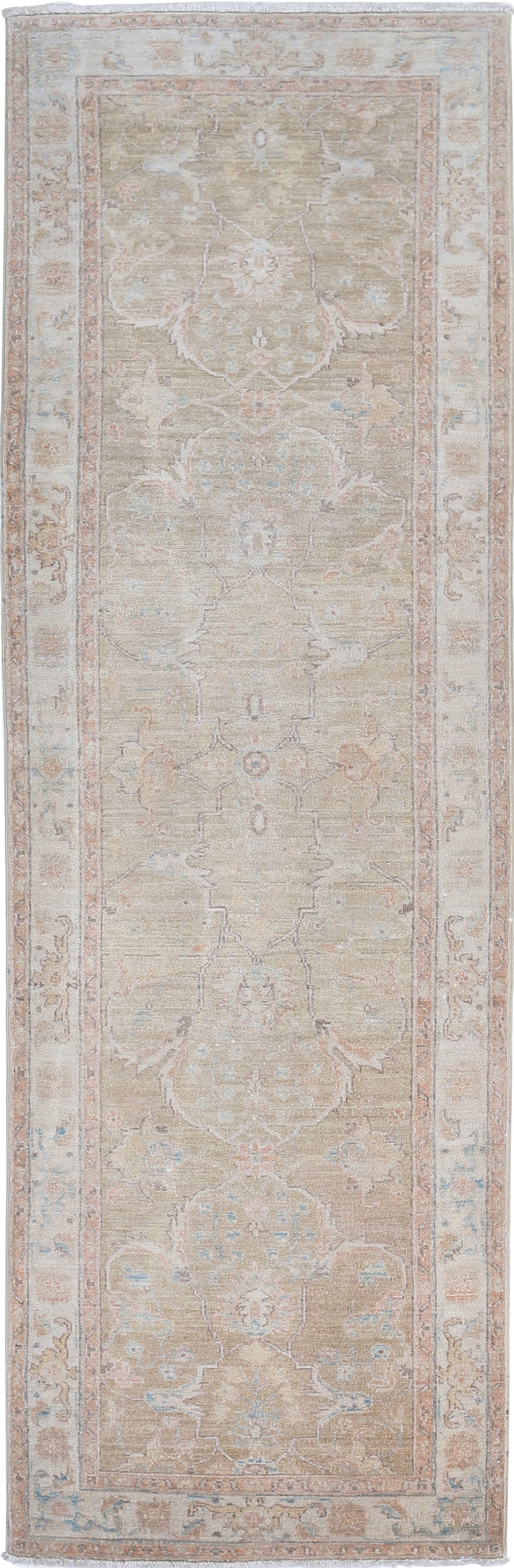 2.6x9.7 ft Handknotted Wool Runner Rug. Corridor Runner. Kitchen Runner Rug