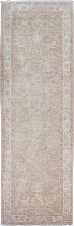 2.6x9.7 ft Handknotted Wool Runner Rug. Corridor Runner. Kitchen Runner Rug