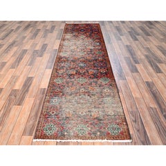 2'6 "x9'7" Rot gelöscht Vintage Nordwest Persisch Hand geknotet reine Wolle Läufer Teppich