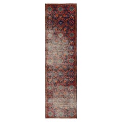 2'6 "x9'7" Rot gelöscht Vintage Nordwest Persisch Hand geknotet reine Wolle Läufer Teppich