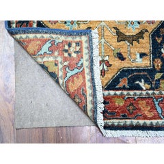 2'6"x9'8" Blue Caucasian Akstafa Design Hand Knotted Wool Runner Oriental Rug