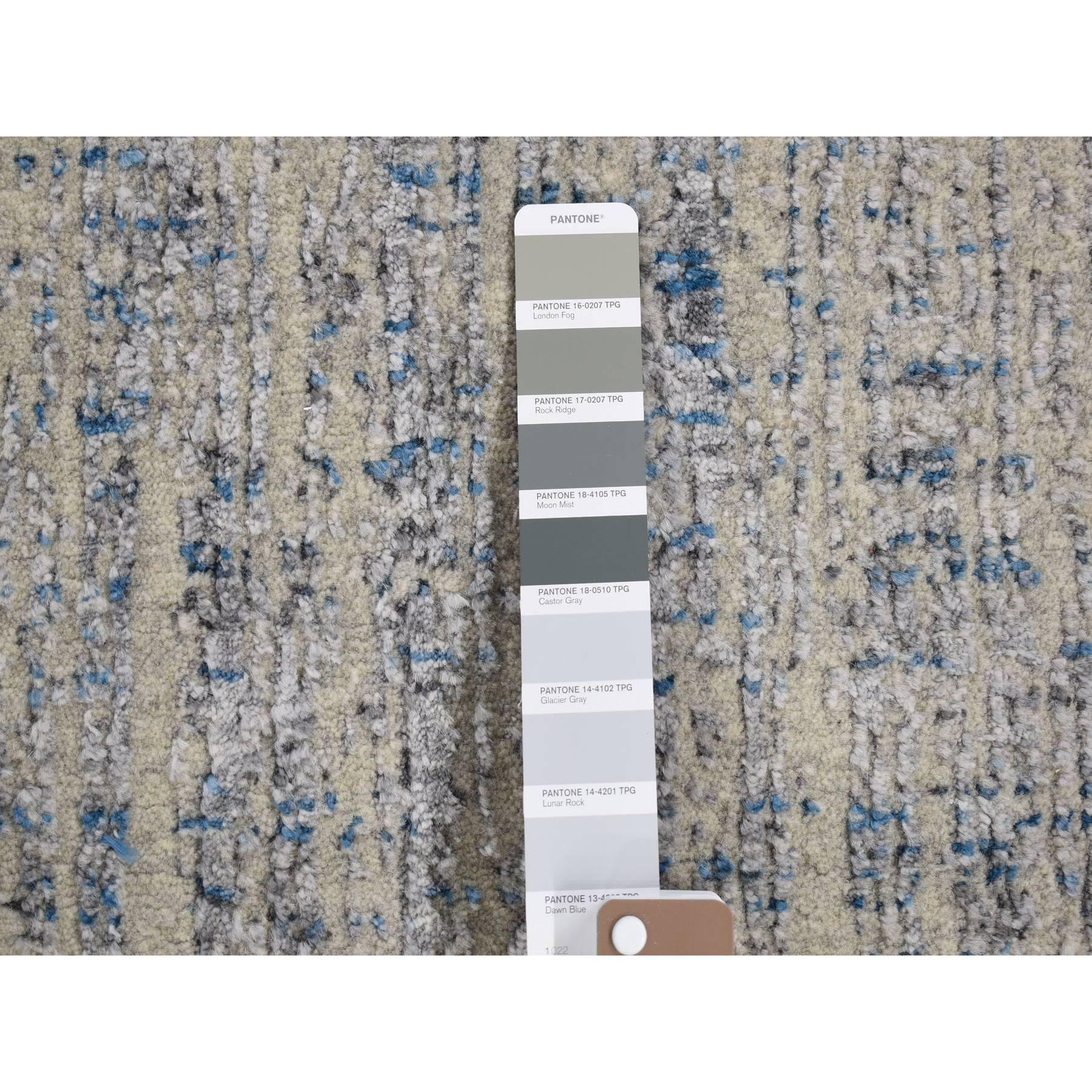 Moderno Tappeto grigio chiaro in lana e seta artistica tessuta a mano in fine jacquard 2'6 