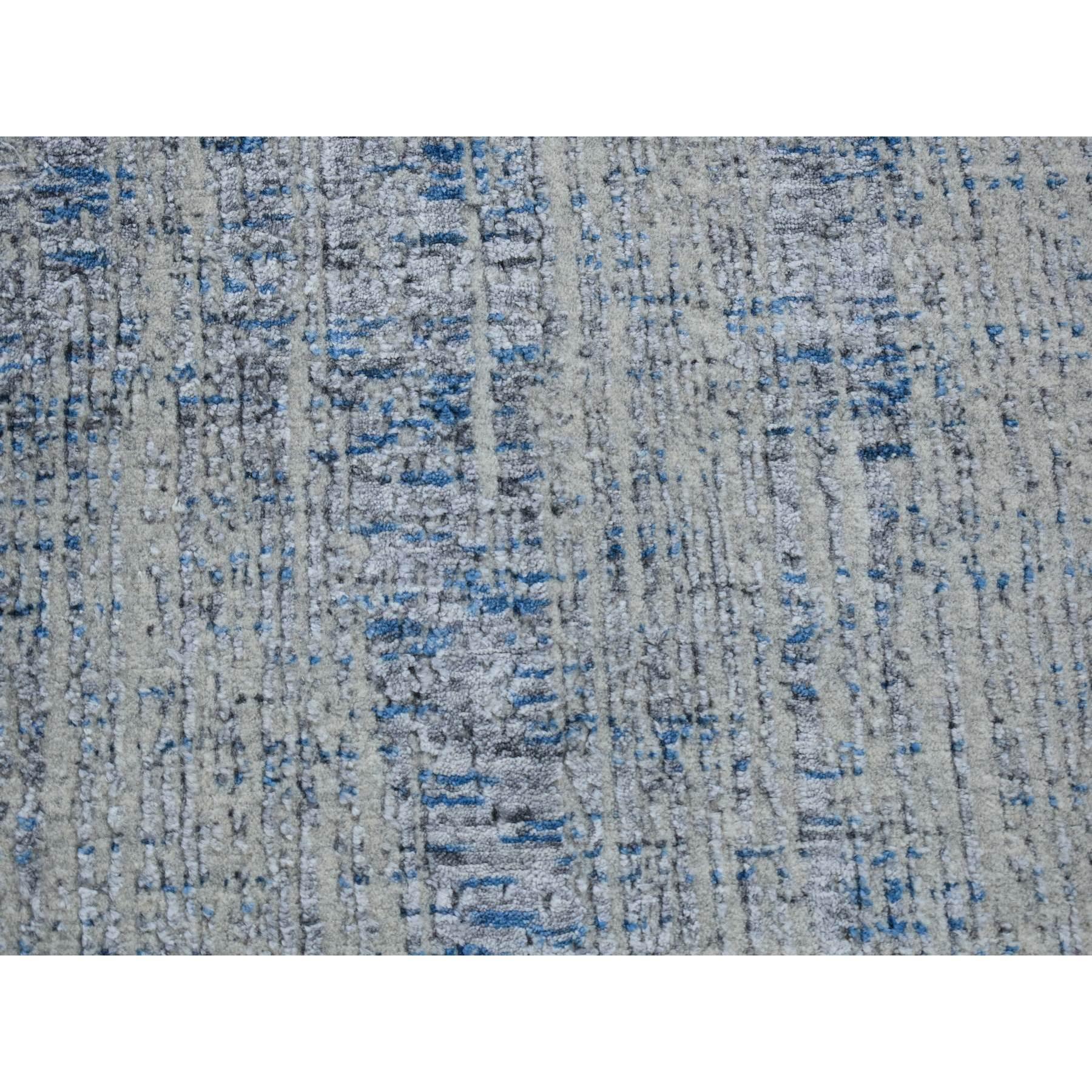 Indiano Tappeto grigio chiaro in lana e seta artistica tessuta a mano in fine jacquard 2'6 