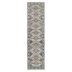 2'6 "x9'9" Tapis de course Anti-Flash White Unique Flower Rosettes Border Design