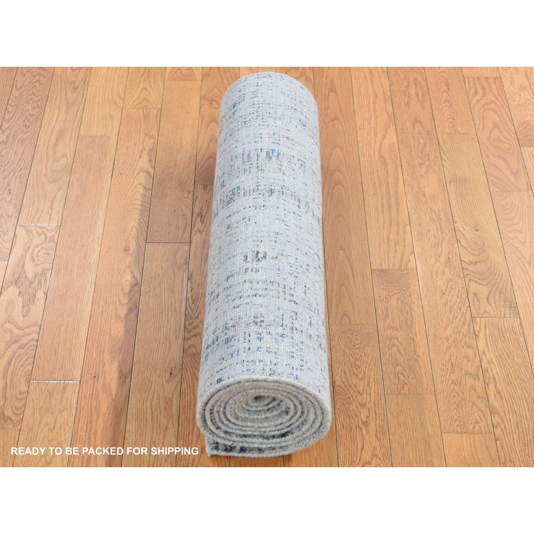 Annodato a mano Tappeto Runner in lana e seta 2'6 