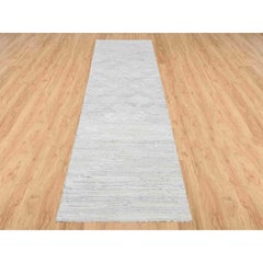 2'6"x9'9" Gray Modern Hand Knotted Hand Spun Undyed Natural Wool Runner Rug