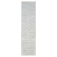 2
6 "x9
9" Grauer moderner handgeknüpfter handgesponnener ungefärbter Läufer aus natürlicher Wolle