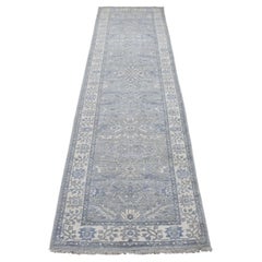 2'6 "x9'9" Afgano grigio Peshawar annodato a mano con disegno Heriz in lana