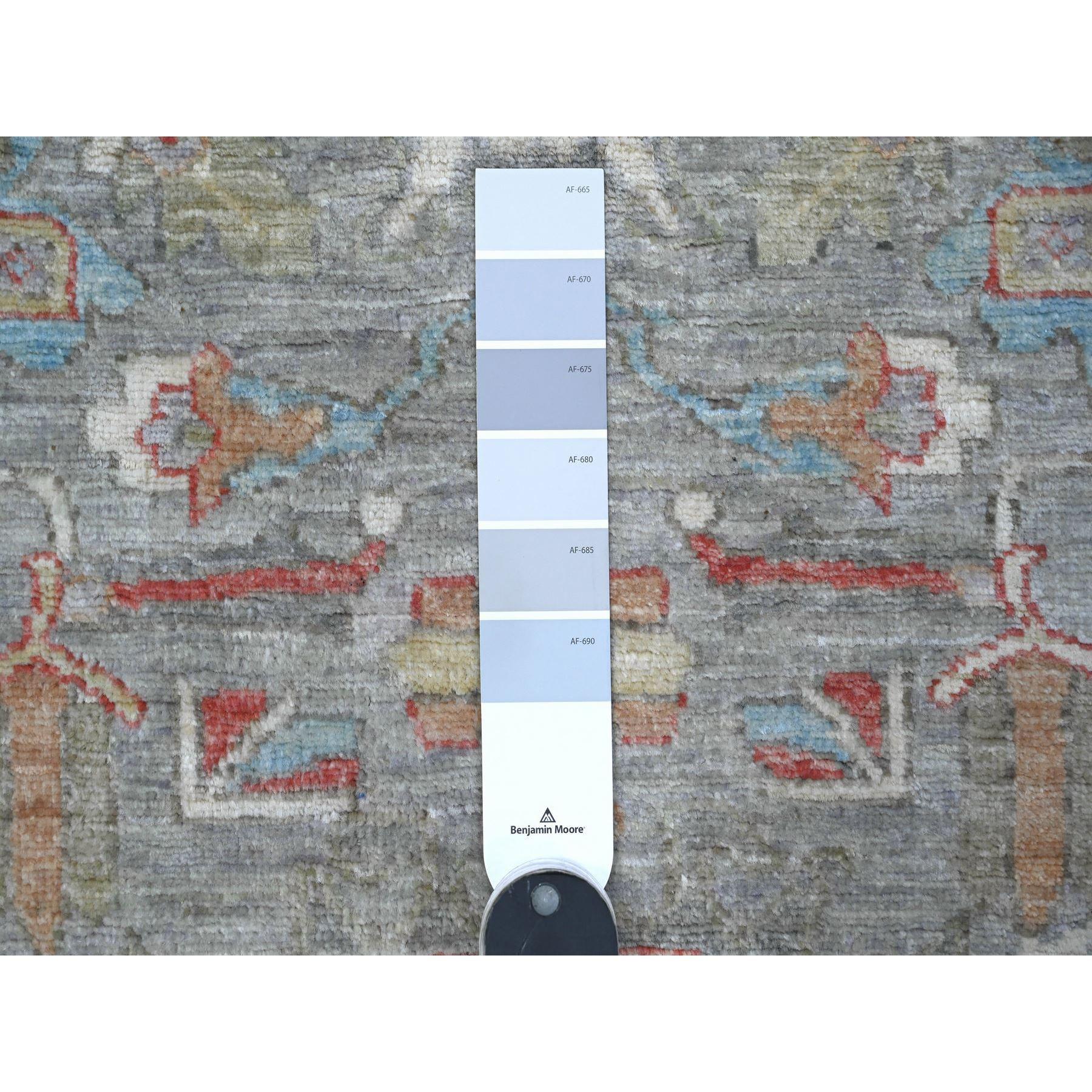 Tribale Lava Gray North West Persian Design Tappeto Orientale in Lana Annodato a Mano 2'6 