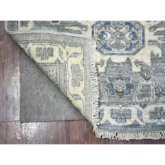 2'6"x9'9" Light Gray Pure Wool Hand Knotted Fine Peshawar Runner Oriental Rug