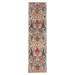 2'6"x9'9" Light Green Bijar Garus Design Hand Knotted Soft Wool Runner Rug