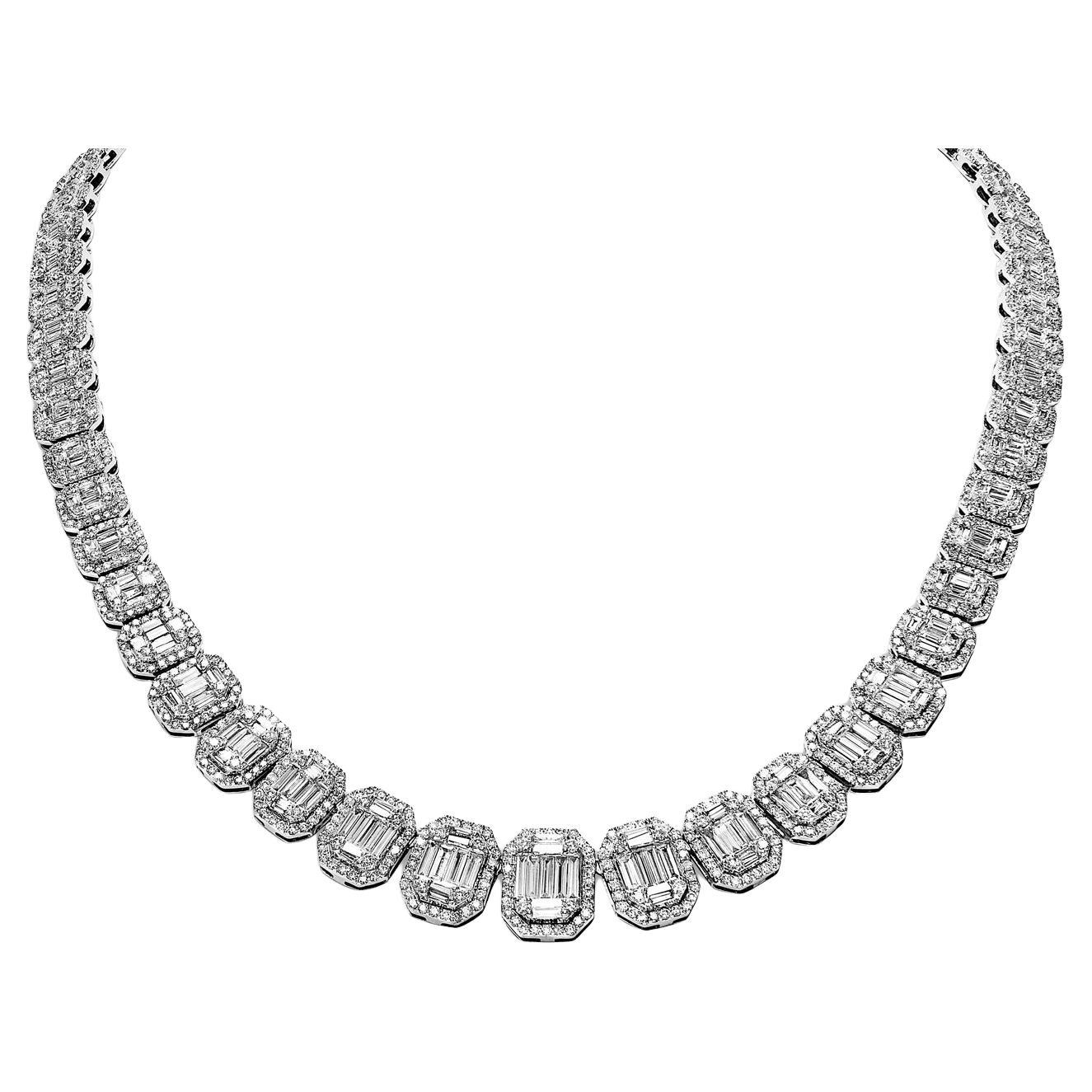 27 Carat Combined Mix Shape Diamond Necklace Certified For Sale