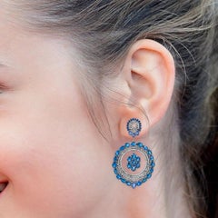 27 Carat Diamond and Sapphire Modern Cocktail Earrings