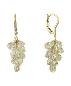 27 Karat Diamant-Brioletten, hängende Tropfenohrringe aus 18 Karat Gelbgold