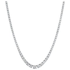 Collier tennis Riviera serti de 4 griffes en or blanc 18 carats et diamants 27 carats