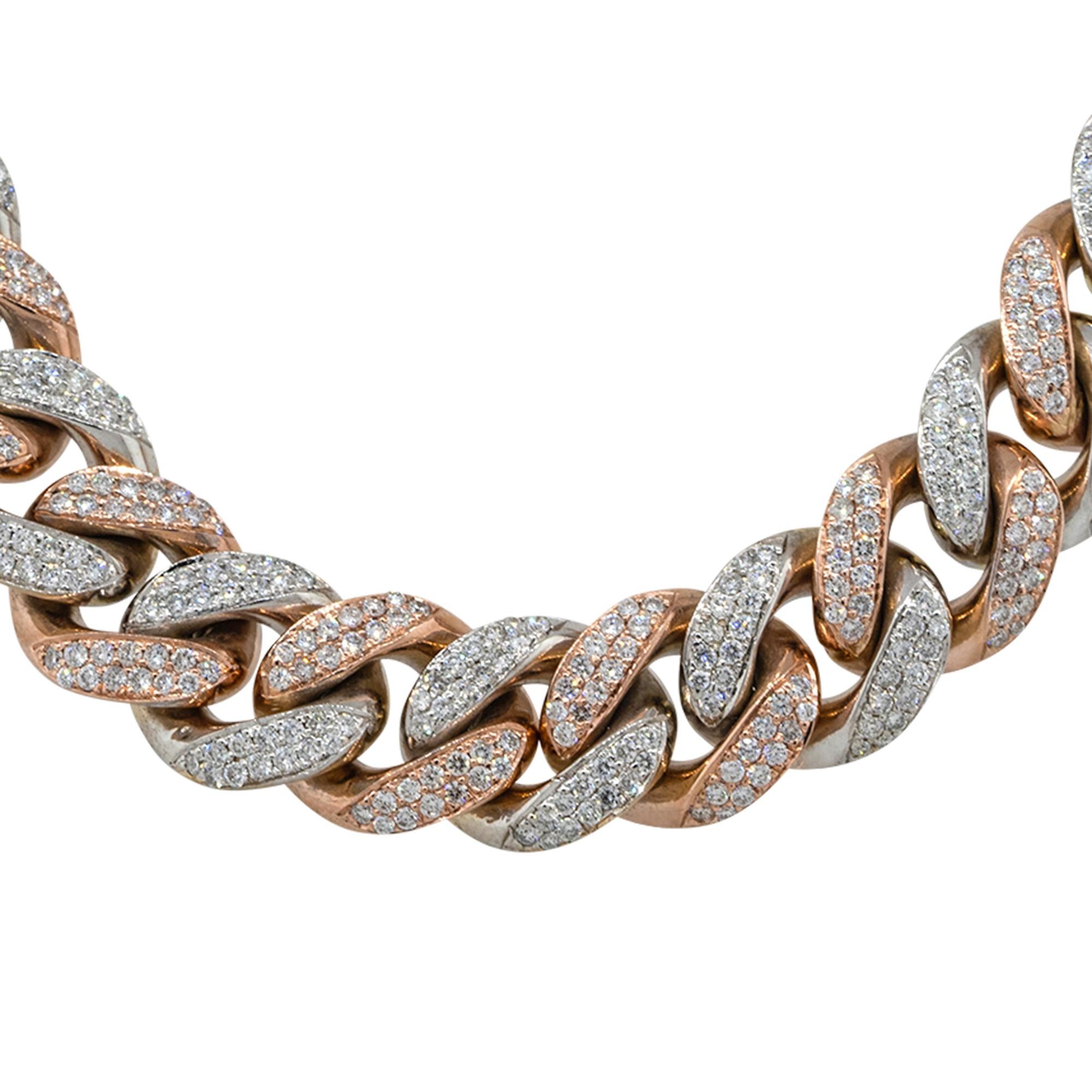 Collana a catena cubana con pave di diamanti da 27 carati 10 carati in stock in vendita 3