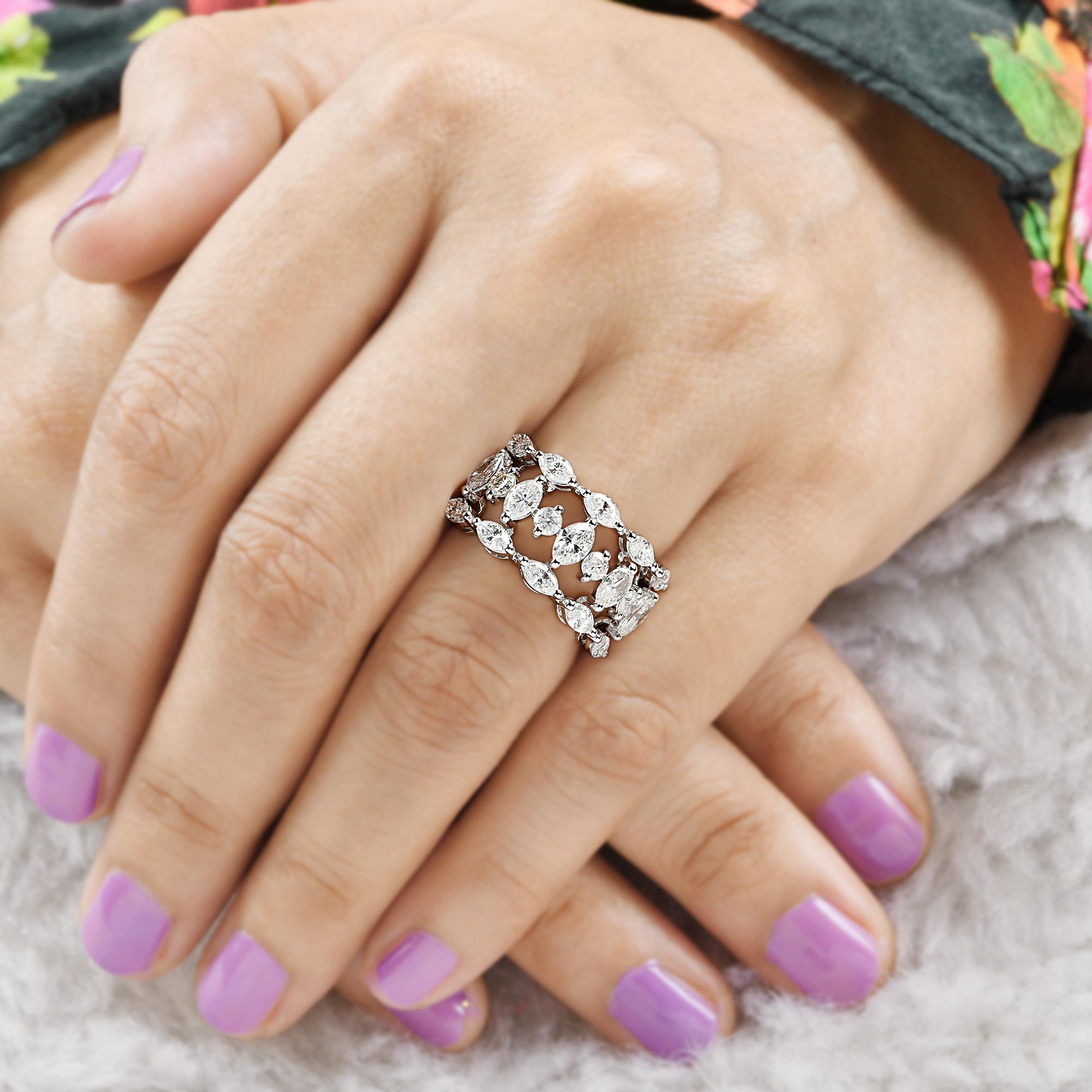 Im Angebot: 2,7 Karat Diamant Breite Band Ehering 14 Karat Weißgold Handmade Schmuck () 2